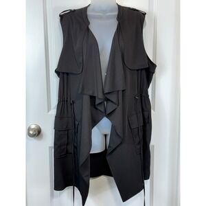 Simply Vera Wang Black Waterfall Drape Utility Vest XL Layering Womens X-Large